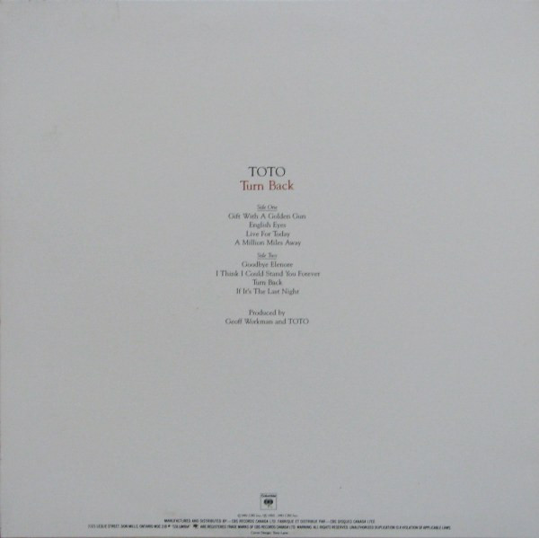 Toto - Turn Back | Columbia (FC 36813) - 2