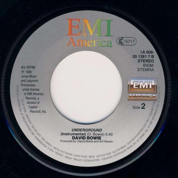 David Bowie - Underground | EMI America (1A 006-20 1281 7) - 4 David Bowie - Underground | EMI America (1A 006-20 1281 7) - 4