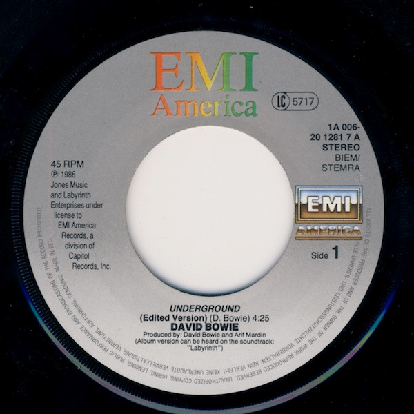 David Bowie - Underground | EMI America (1A 006-20 1281 7) - 3 David Bowie - Underground | EMI America (1A 006-20 1281 7) - 3