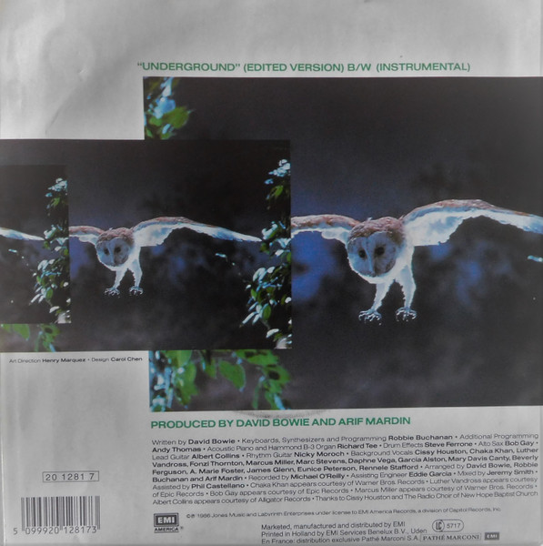 David Bowie - Underground | EMI America (1A 006-20 1281 7) - 2 David Bowie - Underground | EMI America (1A 006-20 1281 7) - 2