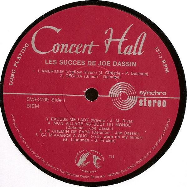Raymond Ruer - L'Orchestre Joue Joe Dassin | Concert Hall (SVS-2700) - 3 Raymond Ruer - L'Orchestre Joue Joe Dassin | Concert Hall (SVS-2700) - 3