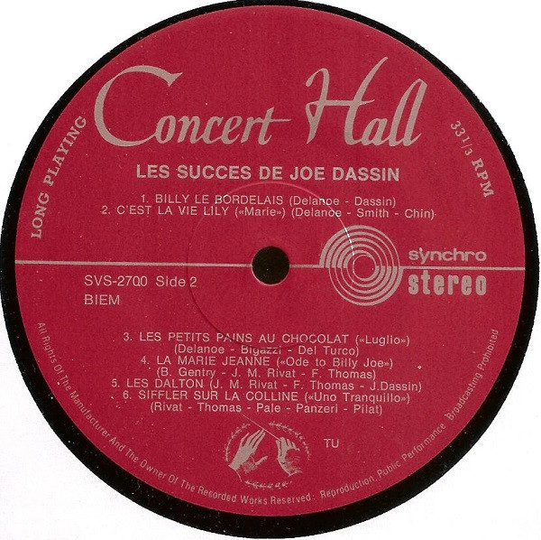Raymond Ruer - L'Orchestre Joue Joe Dassin | Concert Hall (SVS-2700) - 4 Raymond Ruer - L'Orchestre Joue Joe Dassin | Concert Hall (SVS-2700) - 4