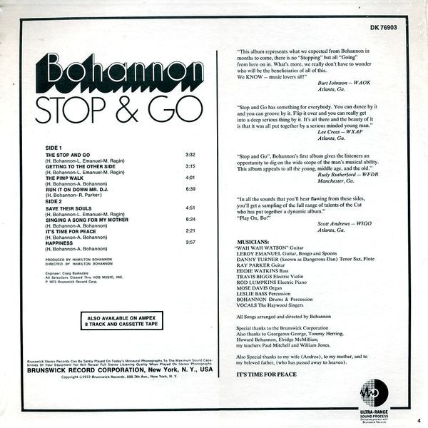 Hamilton Bohannon - Stop & Go | Dakar Records (DK 76903) - 2