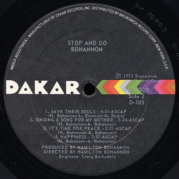 Hamilton Bohannon - Stop & Go | Dakar Records (DK 76903) - 4
