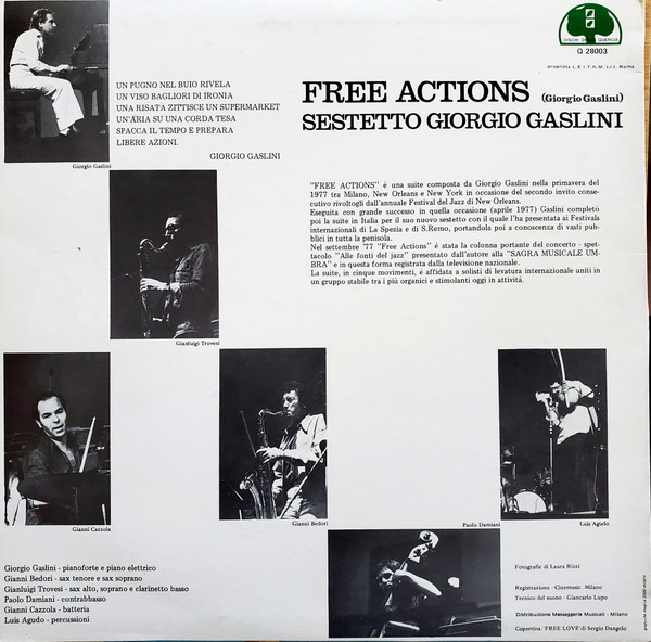 Giorgio Gaslini Sestetto - Free Actions | Dischi Della Quercia (Q 28003)