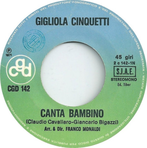 Gigliola Cinquetti - Canta Bambino | CGD (CGD 142) - 3
