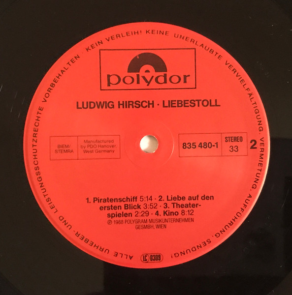 Ludwig Hirsch - Liebestoll | Polydor (835 480-1) - 4 Ludwig Hirsch - Liebestoll | Polydor (835 480-1) - 4