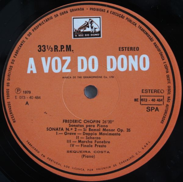 Frédéric Chopin , Sequeira Costa - Sonatas Para Piano | A Voz Do Dono (8E 073 40484) - 2