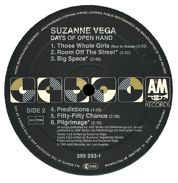 Suzanne Vega - Days Of Open Hand | A&M Records (395 293-1) - 4