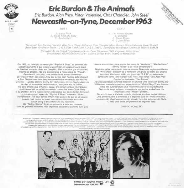Eric Burdon &  The Animals - Newcastle-On-Tyne, December 1963 | Charly Records (RISLP 14042) - 2