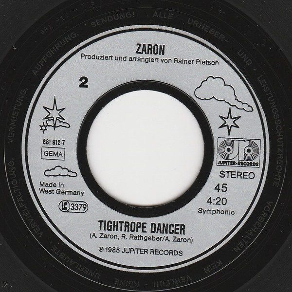 Andreas Zaron - Heaven Help Me Out / Tightrope Dancer | Jupiter Records (881 912-7) - 4