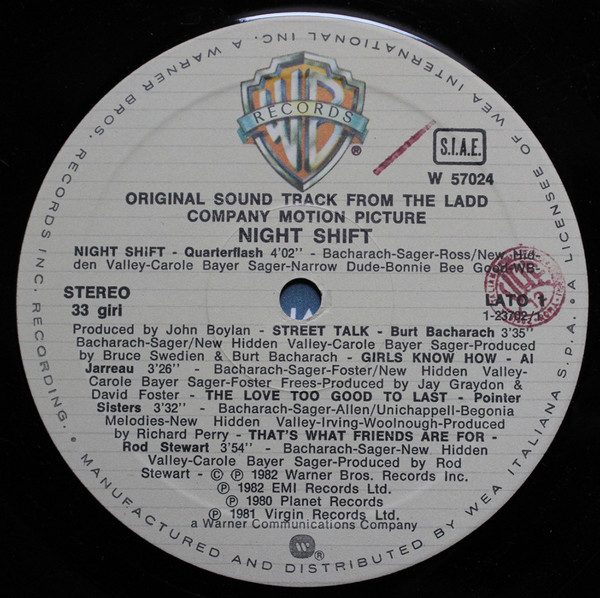 Various - Night Shift - Original Sound Track From The Ladd Company Motion Picture | Warner Bros. Records (WB 57024) - 3 Various - Night Shift - Original Sound Track From The Ladd Company Motion Picture | Warner Bros. Records (WB 57024) - 3