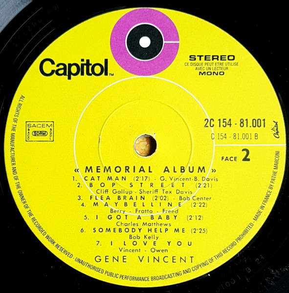 Gene Vincent - Memorial Album | Capitol Records (2 C 154-81001/2) - 4