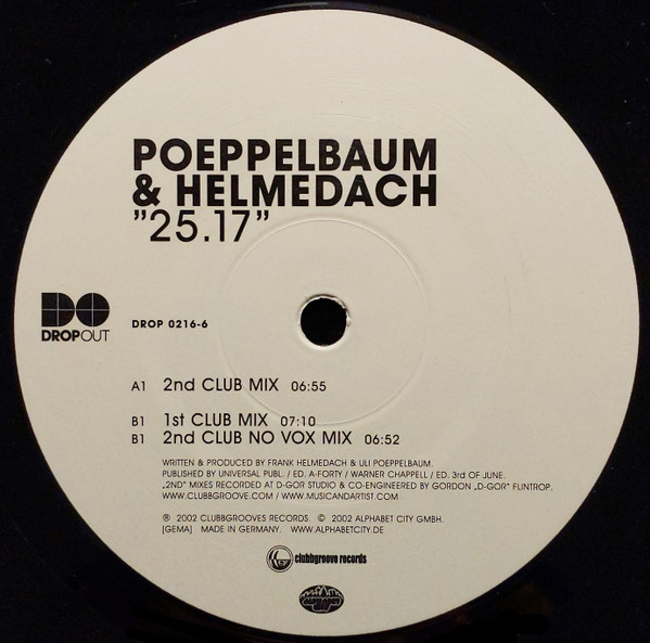Ulrich Pöppelbaum & Frank-Michael Helmedach - 25.17 | Dropout (DROP 0216-6) - 4