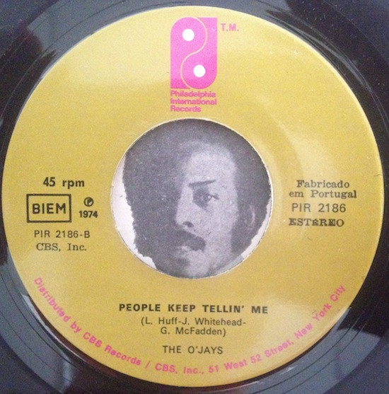 The O'Jays - For The Love Of Money / People Keep Tellin' Me | Philadelphia International Records (PIR 2186) - 4