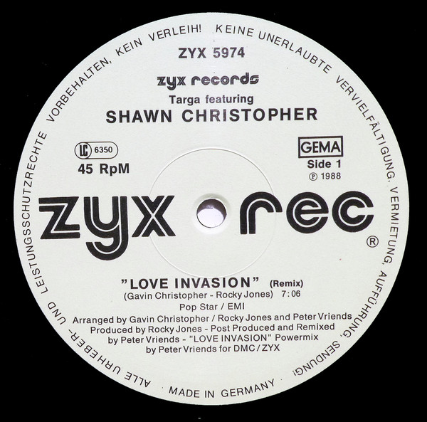 Targa Featuring Shawn Christopher - Love Invasion | ZYX Records (ZYX 5974) - 3
