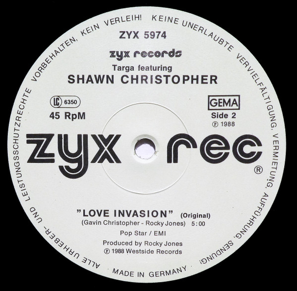 Targa Featuring Shawn Christopher - Love Invasion | ZYX Records (ZYX 5974) - 4