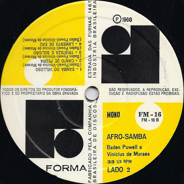 Baden Powell E Vinicius De Moraes - Os Afro Sambas | Forma (FM-16) - 2 Baden Powell E Vinicius De Moraes - Os Afro Sambas | Forma (FM-16) - 2