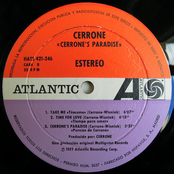 Cerrone - Cerrone's Paradise - Vinilo | Atlantic (HATS 421-246) - 4