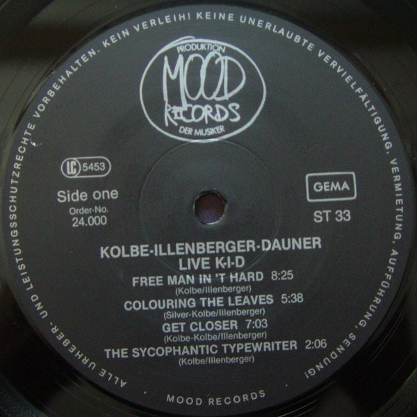 Martin Kolbe - Ralf Illenberger - Wolfgang Dauner - Live Kid | Mood Records (24 000) - 3 Martin Kolbe - Ralf Illenberger - Wolfgang Dauner - Live Kid | Mood Records (24 000) - 3