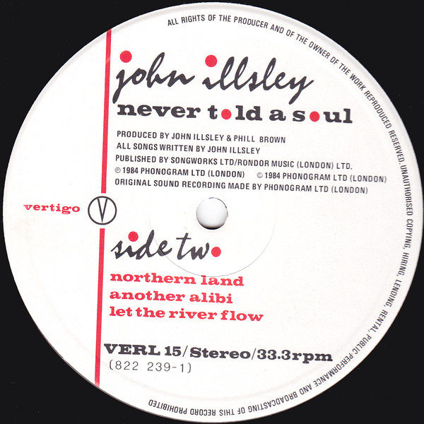 John Illsley - Never Told A Soul | Vertigo (VERL 15) - 4