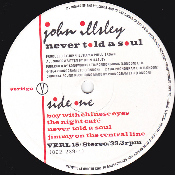 John Illsley - Never Told A Soul | Vertigo (VERL 15) - 3