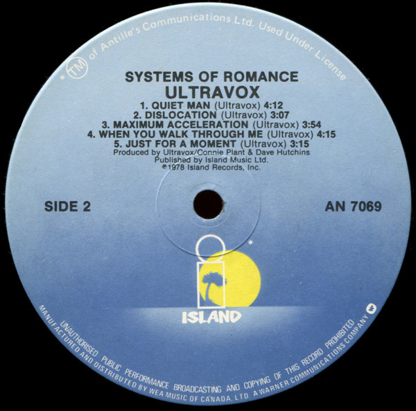 Ultravox - Systems Of Romance | Island Records (AN 7069) - 4 Ultravox - Systems Of Romance | Island Records (AN 7069) - 4