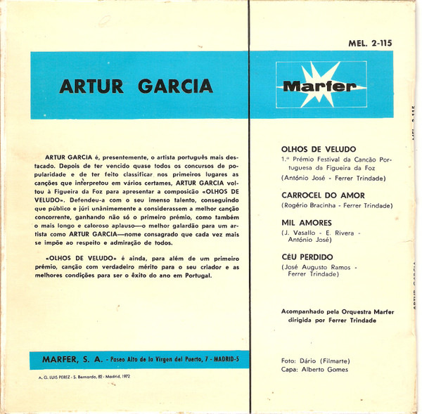 Artur Garcia - Olhos De Veludo | Marfer (MEL.2-115) - 2 Artur Garcia - Olhos De Veludo | Marfer (MEL.2-115) - 2