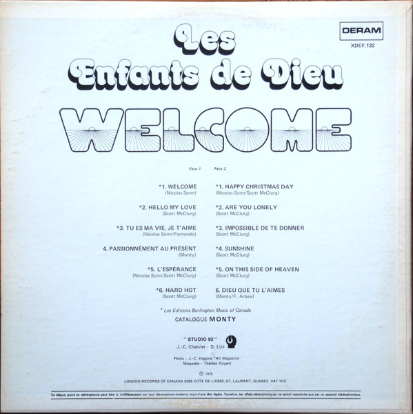 Les Enfants De Dieu - Welcome | Deram (XDEF.132) - 2 Les Enfants De Dieu - Welcome | Deram (XDEF.132) - 2