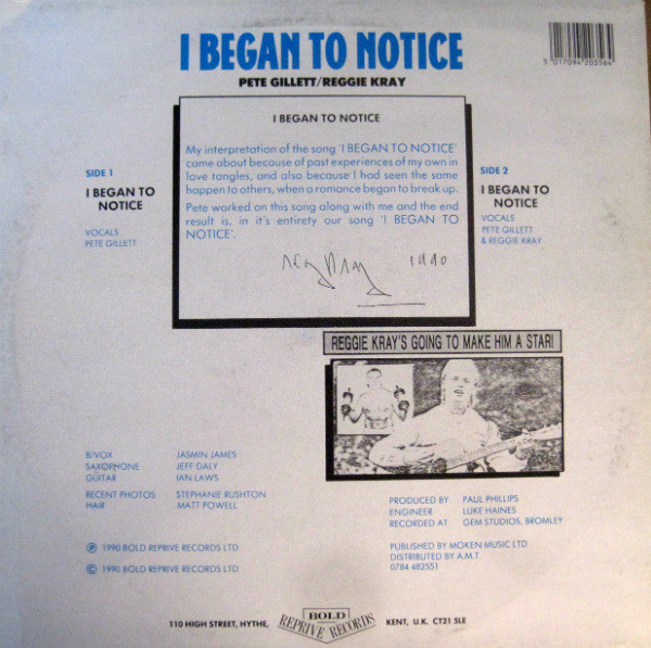 Reggie Kray , Pete Gillett - I Began To Notice | Bold Reprive Records (BRMT 035) - 2 Reggie Kray , Pete Gillett - I Began To Notice | Bold Reprive Records (BRMT 035) - 2
