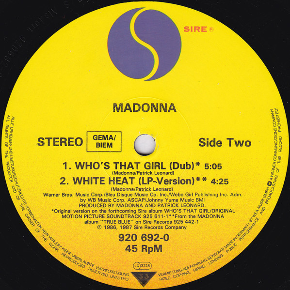 Madonna - Who's That Girl (Extended Version) | Sire (920 692-0) - 4