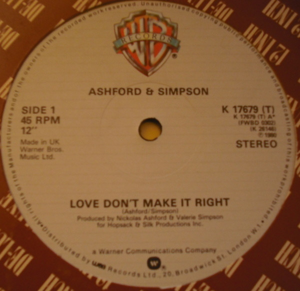 Ashford & Simpson - Love Don't Make It Right / Bourgie Bourgie | Warner Bros. Records (K 17679 (T)) - 2 Ashford & Simpson - Love Don't Make It Right / Bourgie Bourgie | Warner Bros. Records (K 17679 (T)) - 2