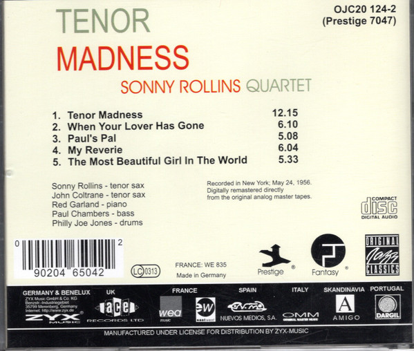 Sonny Rollins Quartet - Tenor Madness | Original Jazz Classics (OJC20 124-2) - 4