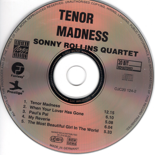 Sonny Rollins Quartet - Tenor Madness | Original Jazz Classics (OJC20 124-2) - 3