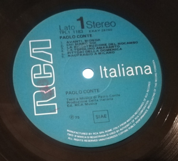 Paolo Conte - Paolo Conte | RCA (TPL1-1183) - 3