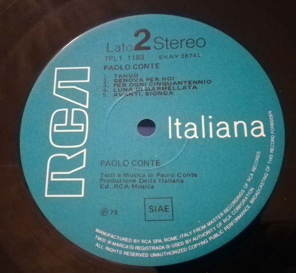 Paolo Conte - Paolo Conte | RCA (TPL1-1183) - 4