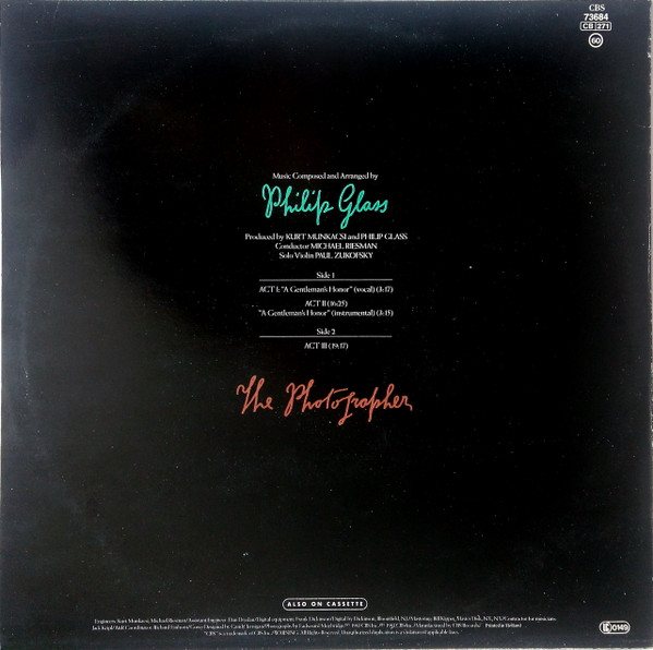 Philip Glass - The Photographer | CBS (73684) - 2