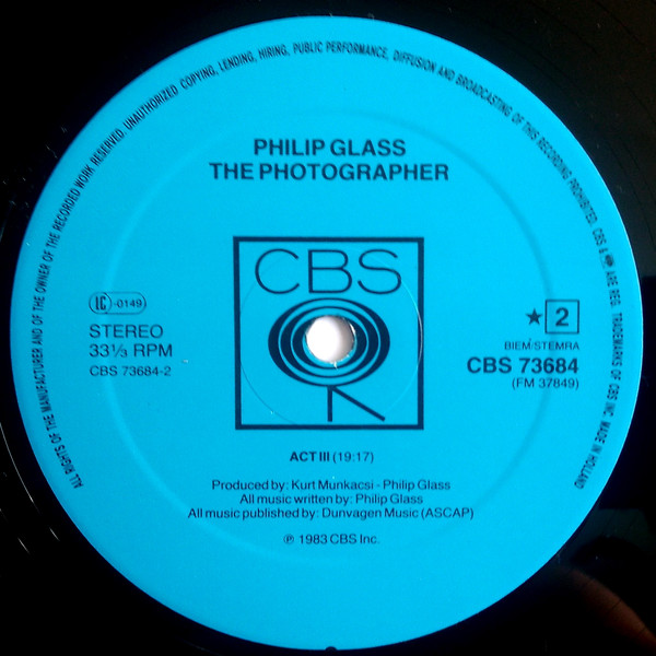 Philip Glass - The Photographer | CBS (73684) - 4