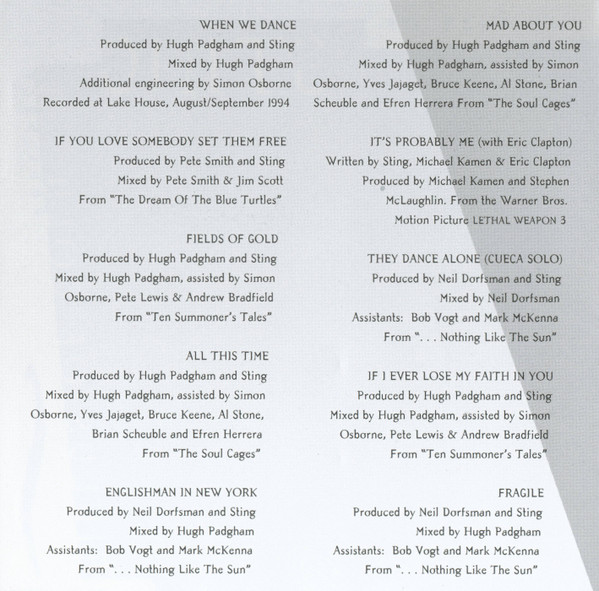 Sting - Fields Of Gold: The Best Of Sting 1984 - 1994 | A&M Records (540 286 2) - 3 Sting - Fields Of Gold: The Best Of Sting 1984 - 1994 | A&M Records (540 286 2) - 3