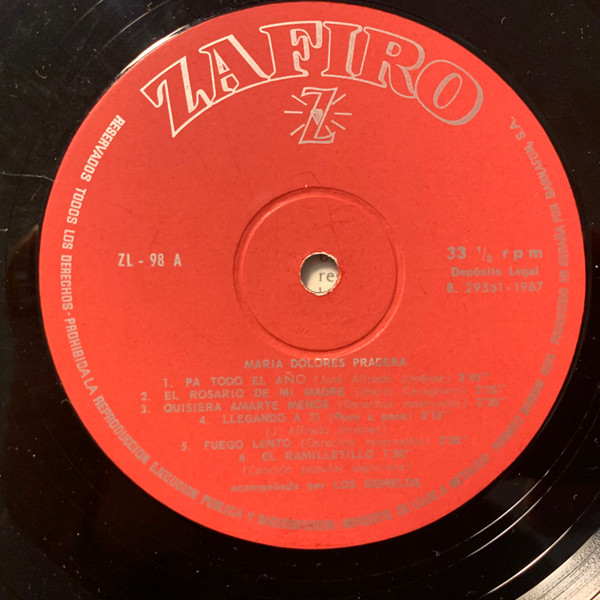 Maria Dolores Pradera Acompañada Por Los Gemelos - Maria Dolores Pradera Acompañada Por Los Gemelos | Zafiro (Z-L 98) - 3
