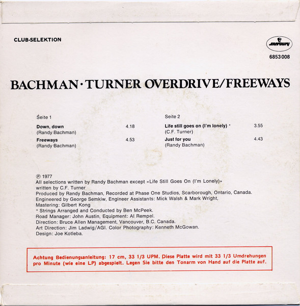 Bachman-Turner Overdrive - Freeways | Mercury (6853 008) - 2