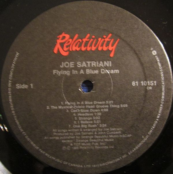 Joe Satriani - Flying In A Blue Dream [Vinyl] | Relativity (61 10151) - 3