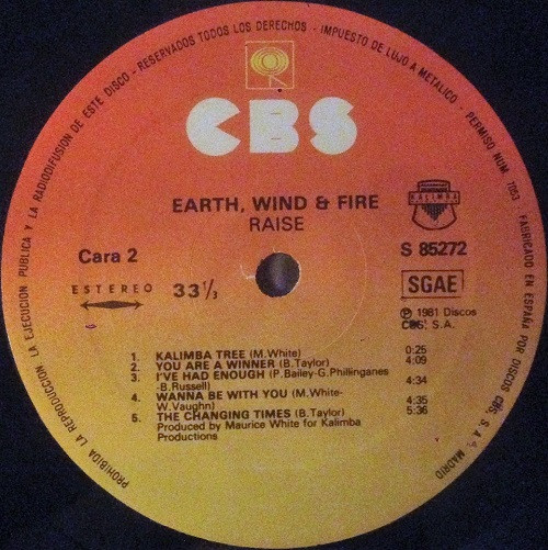 Earth, Wind & Fire - Raise! | CBS (S 85272) - 3 Earth, Wind & Fire - Raise! | CBS (S 85272) - 3