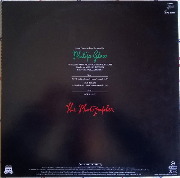 Philip Glass - The Photographer | Epic (EPC 25480) - 2
