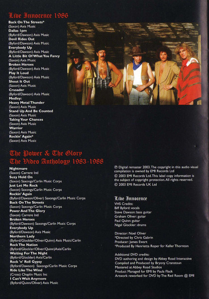 Saxon - Live Innocence – The Power And The Glory | EMI (07243 490895 9 4) - 2 Saxon - Live Innocence – The Power And The Glory | EMI (07243 490895 9 4) - 2