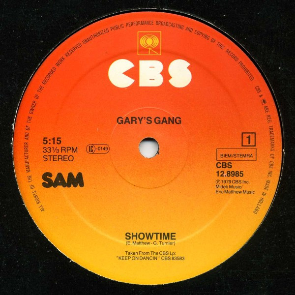 Gary's Gang - Showtime / Rock Around The Clock | CBS (CBS 12.8985) - main