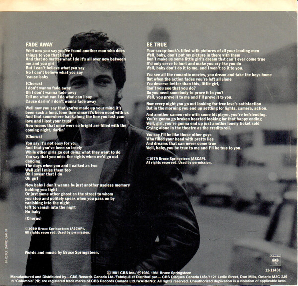 Bruce Springsteen - Fade Away | Columbia (11-11431) - main