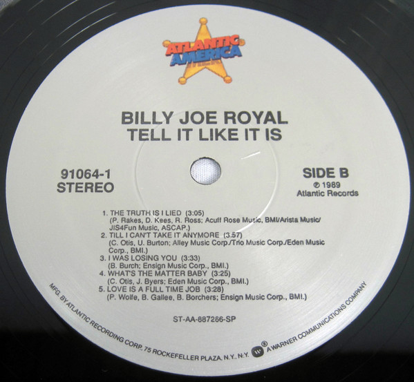 Billy Joe Royal - Tell It Like It Is | Atlantic America (91064-1) - 4