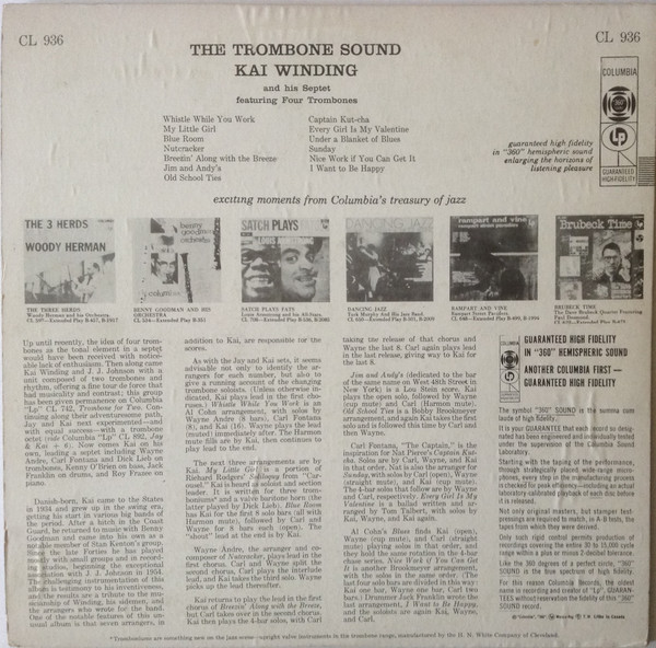 Kai Winding And His Septet - The Trombone Sound | Columbia (CL 936) - 2 Kai Winding And His Septet - The Trombone Sound | Columbia (CL 936) - 2