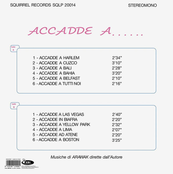 Arawak - Accadde A....... | Edizioni Musicali Redi (REDILP009) - 3 Arawak - Accadde A....... | Edizioni Musicali Redi (REDILP009) - 3